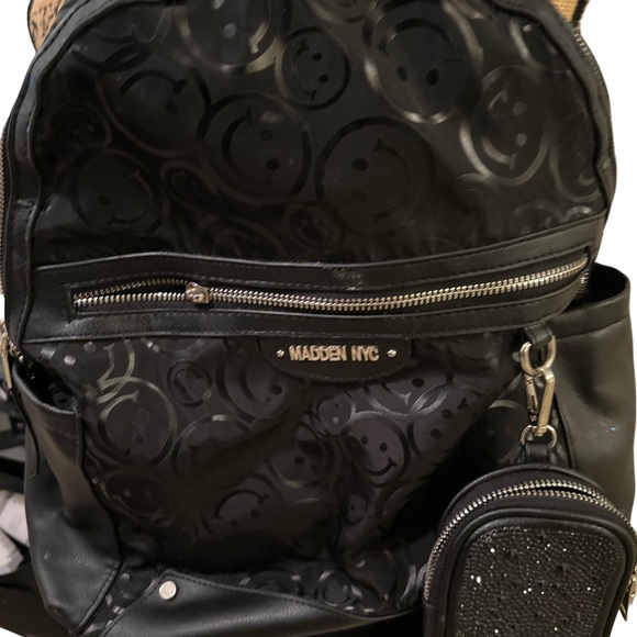 Madden NYC Quilted Black  Backpack With Pouch - Picture 1 of 9